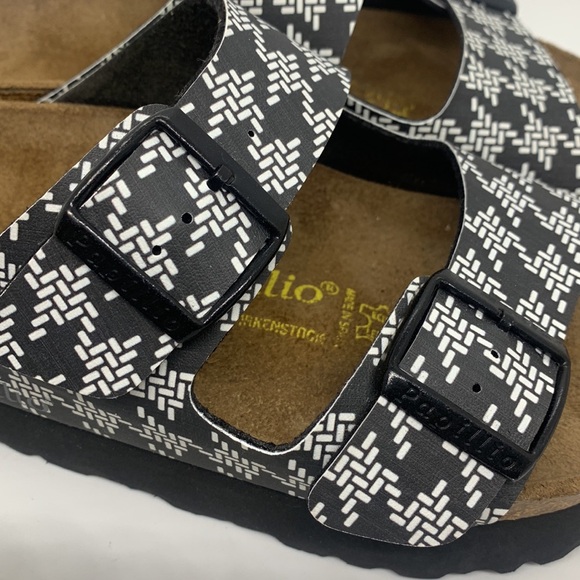 Papillio Birkenstock Arizona Knotted Sandal Black White L8 M6 Platform Chunky - Picture 13 of 16